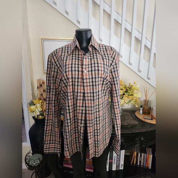 VALENTINO Jeans Plaid Button Down Shirt Size XL